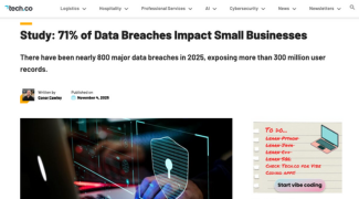 Tech.com: Study - 71% of Data Breaches Impact Small Businesses (Why SMBs are targeted)