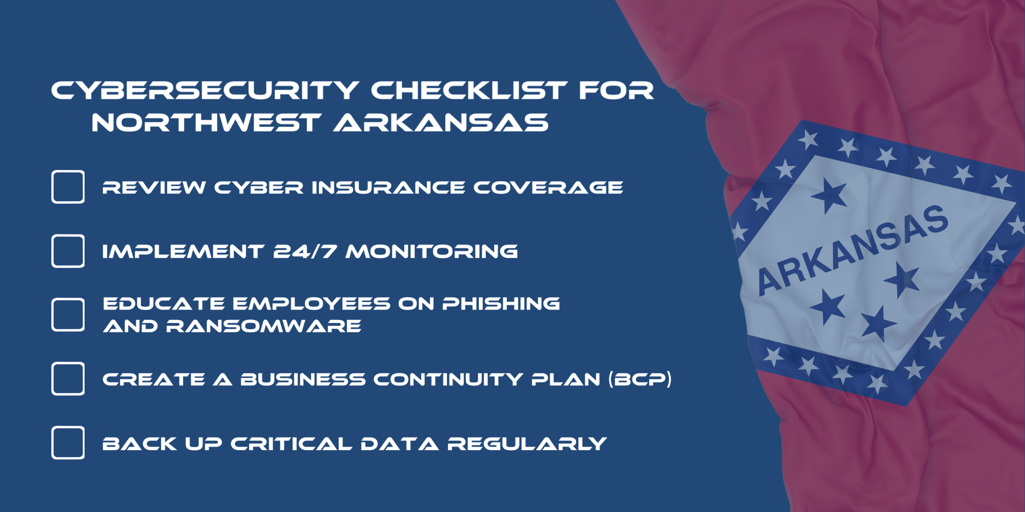 Cybersecurity checklist with essential steps to protect businesses in Northwest Arkansas