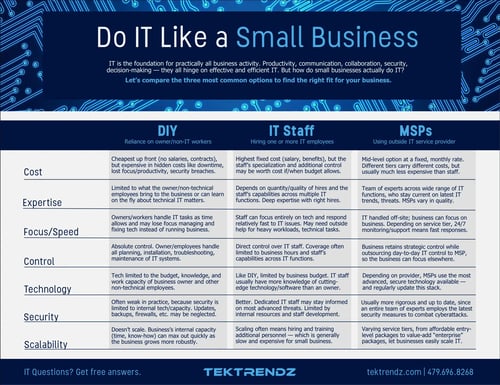 Click to download our one-pager detailing the differences between DIY, IT Staff, and MSPs