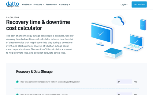 Datto's Downtime Calculator
